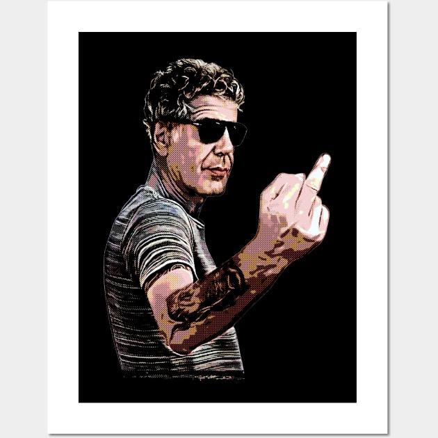 Anthony Bourdain Vintage - Middle Finger Wall Art by Mr.FansArt